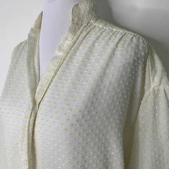 Lisa Marie Fernandez Women's Cream Yellow Polka Dot Long Sleeve Coverup Dress - Picture 3 of 13